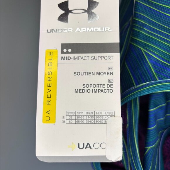 UNDER ARMOUR REVERSIBLE NEW Sports Bra Women's S Mid-Impact Support Green Blue - Picture 6 of 6